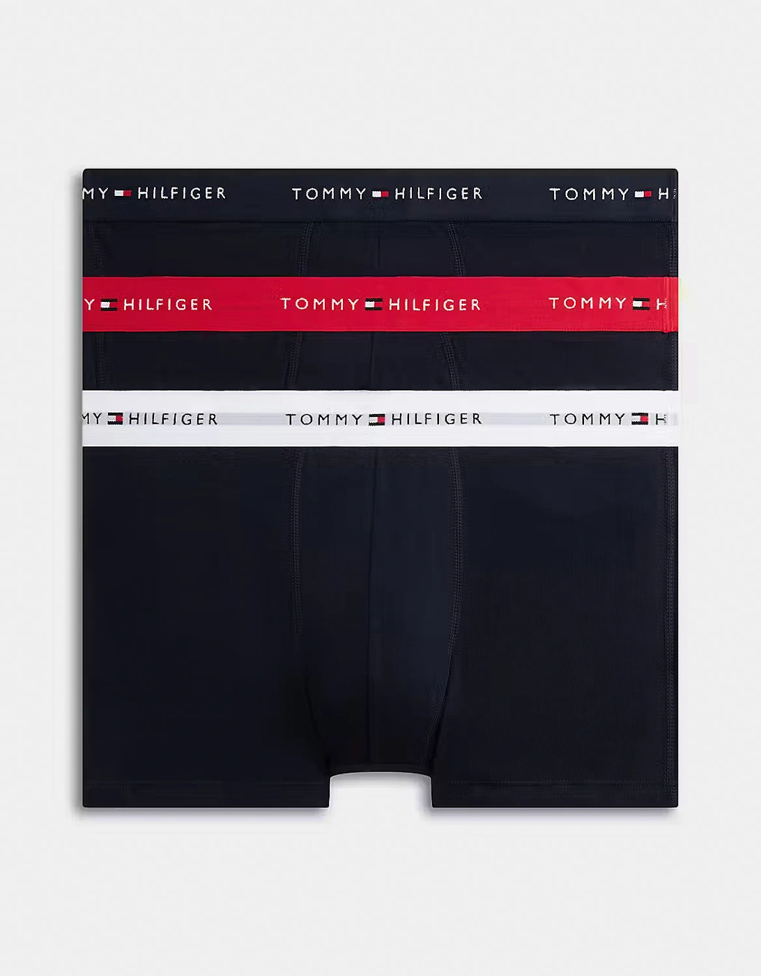 Tommy Hilfiger 3-Pack Logo Waistband Mens Trunks - Primary Red/White/Desert Sky