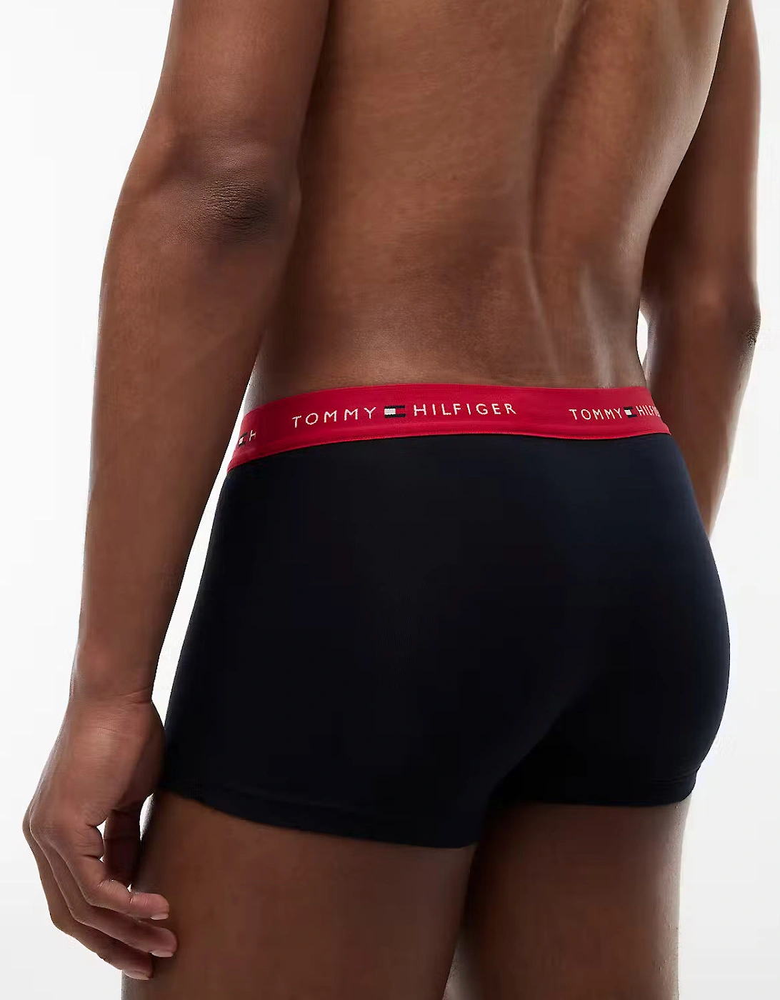 Tommy Hilfiger 3-Pack Logo Waistband Mens Trunks - Primary Red/White/Desert Sky