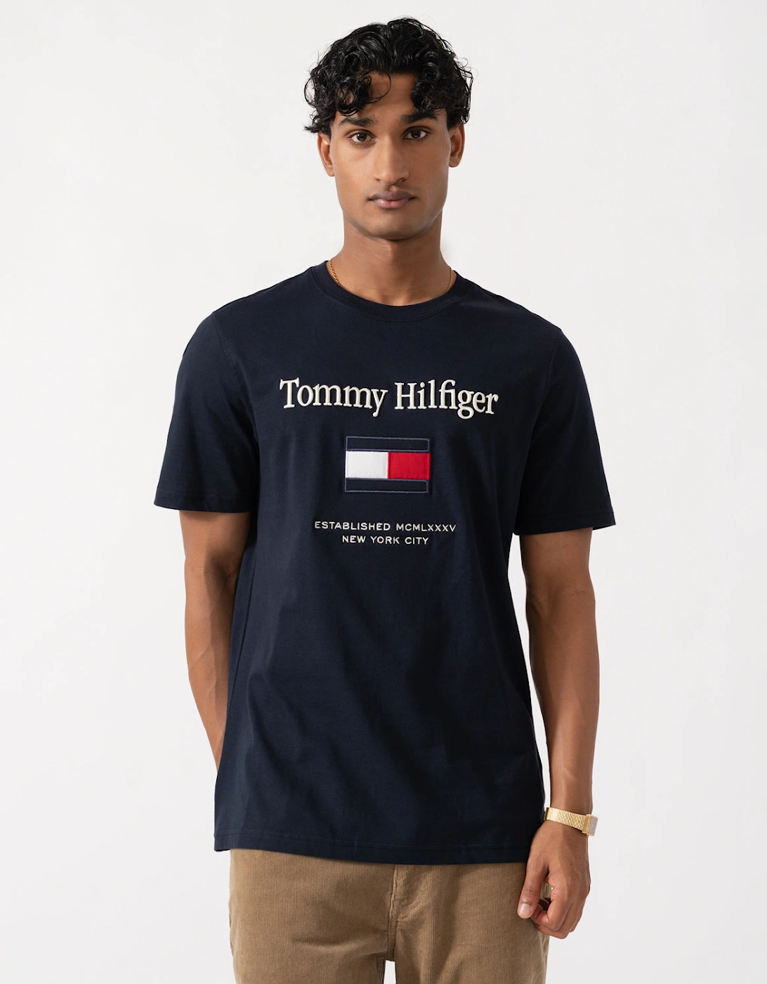 Tommy Hilfiger Embroidery Hilfiger Flag T-Shirt - Navy Blue
