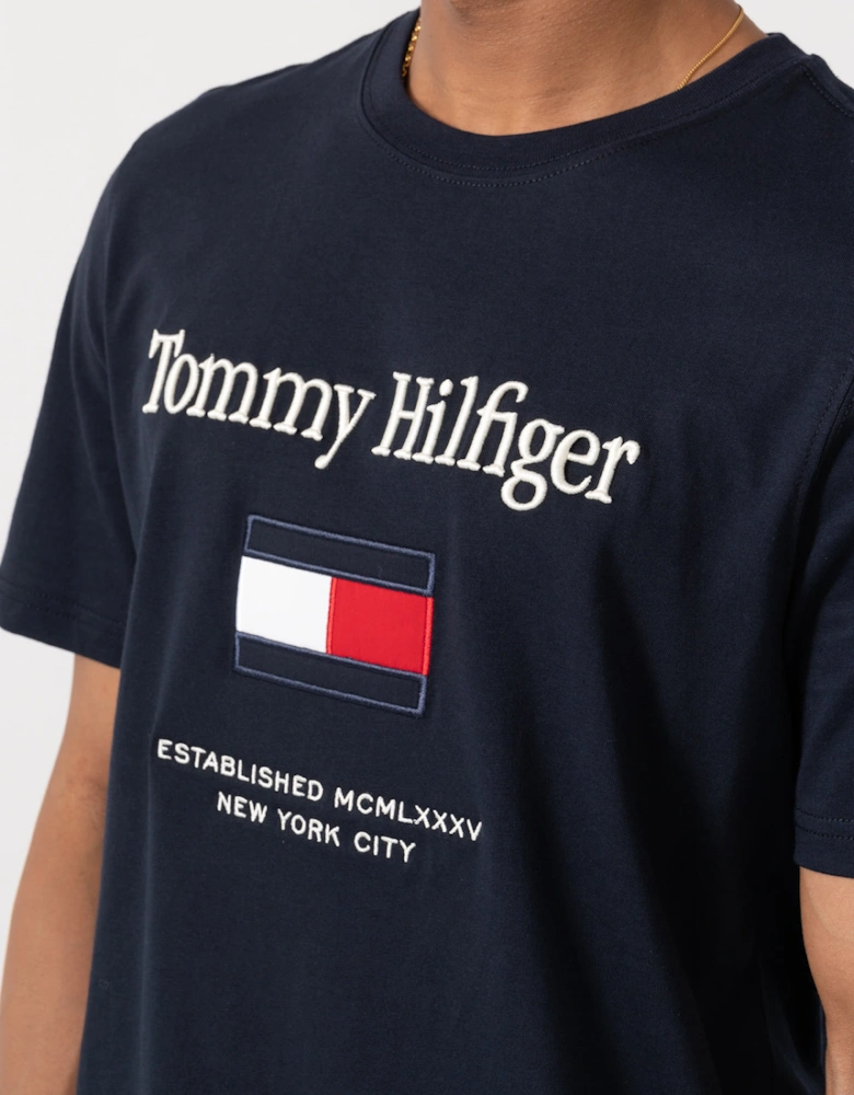 Tommy Hilfiger Embroidery Hilfiger Flag T-Shirt - Navy Blue