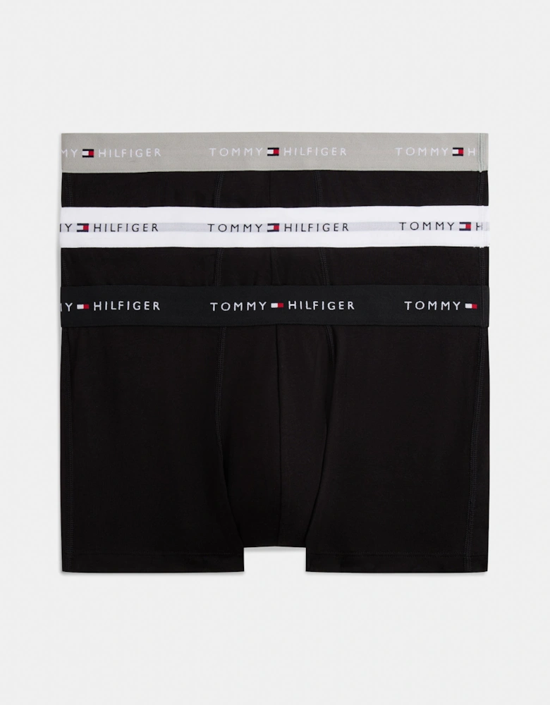 Tommy Hilfiger 3-Pack Logo Waistband Mens Trunks - Grey Heather/Black/White