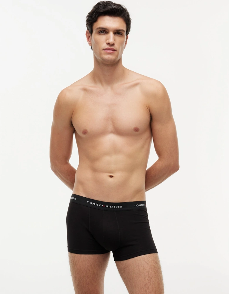 Tommy Hilfiger 3-Pack Logo Waistband Mens Trunks - Grey Heather/Black/White