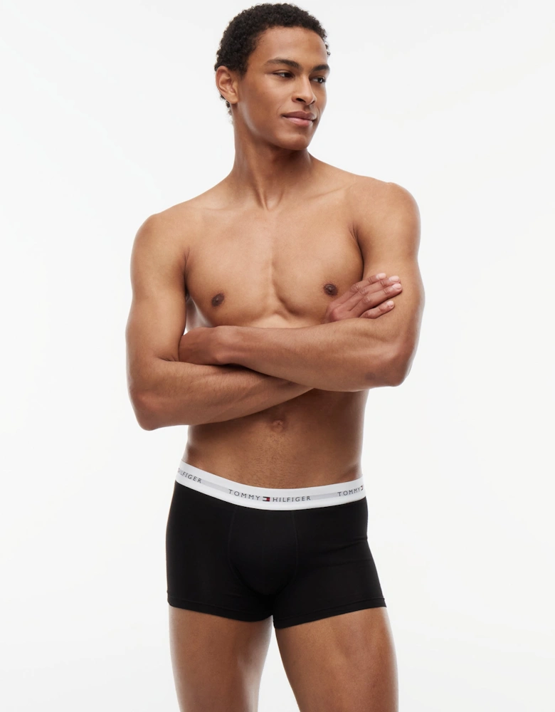 Tommy Hilfiger 3-Pack Logo Waistband Mens Trunks - Grey Heather/Black/White