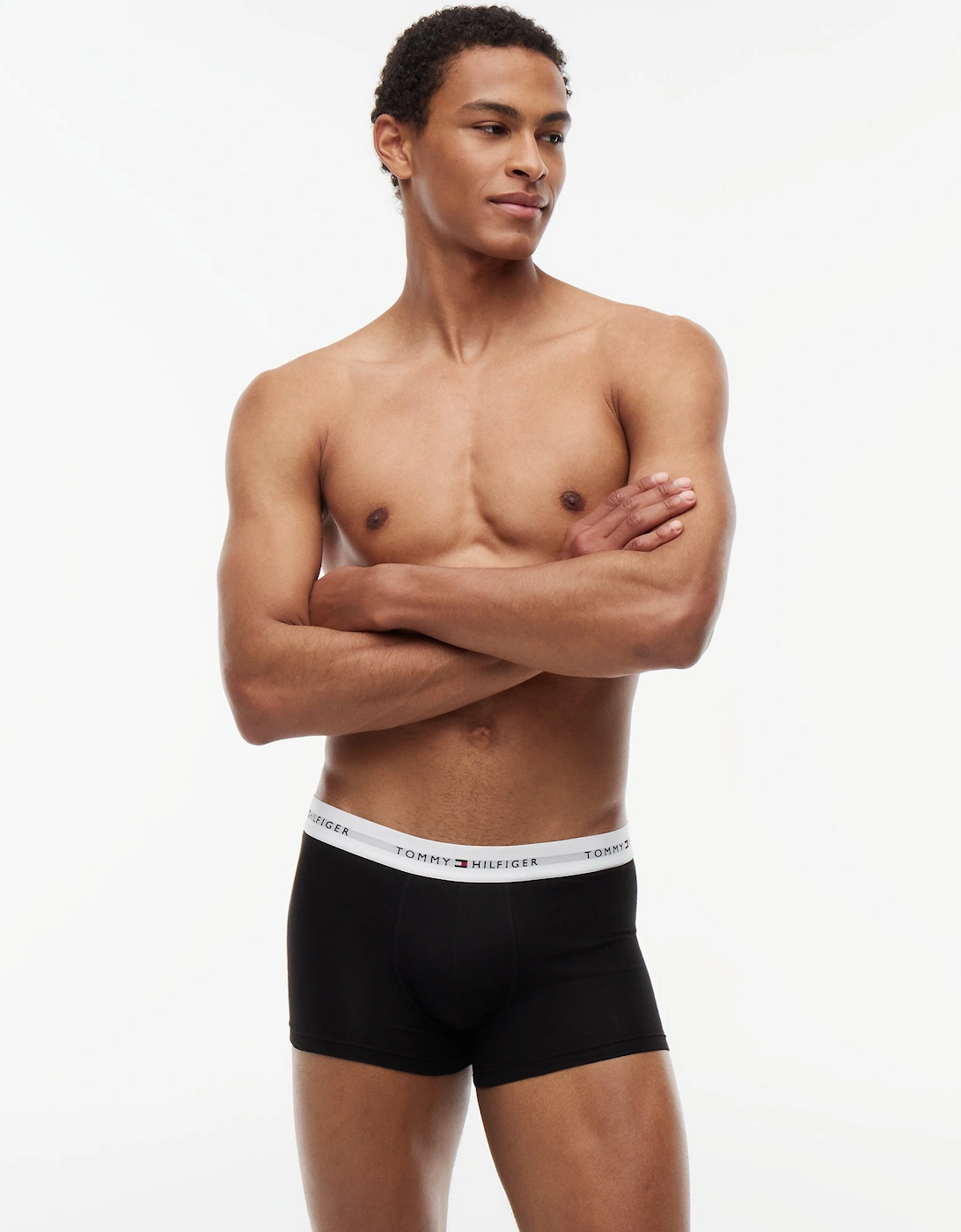 Tommy Hilfiger 3-Pack Logo Waistband Mens Trunks - Grey Heather/Black/White