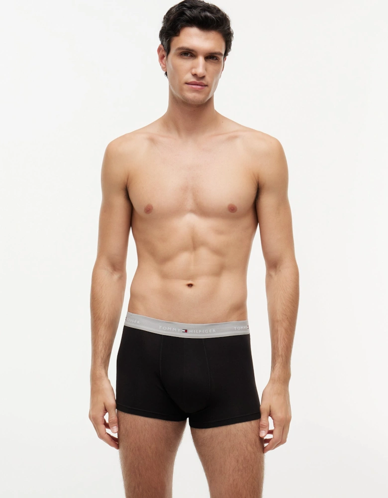 Tommy Hilfiger 3-Pack Logo Waistband Mens Trunks - Grey Heather/Black/White