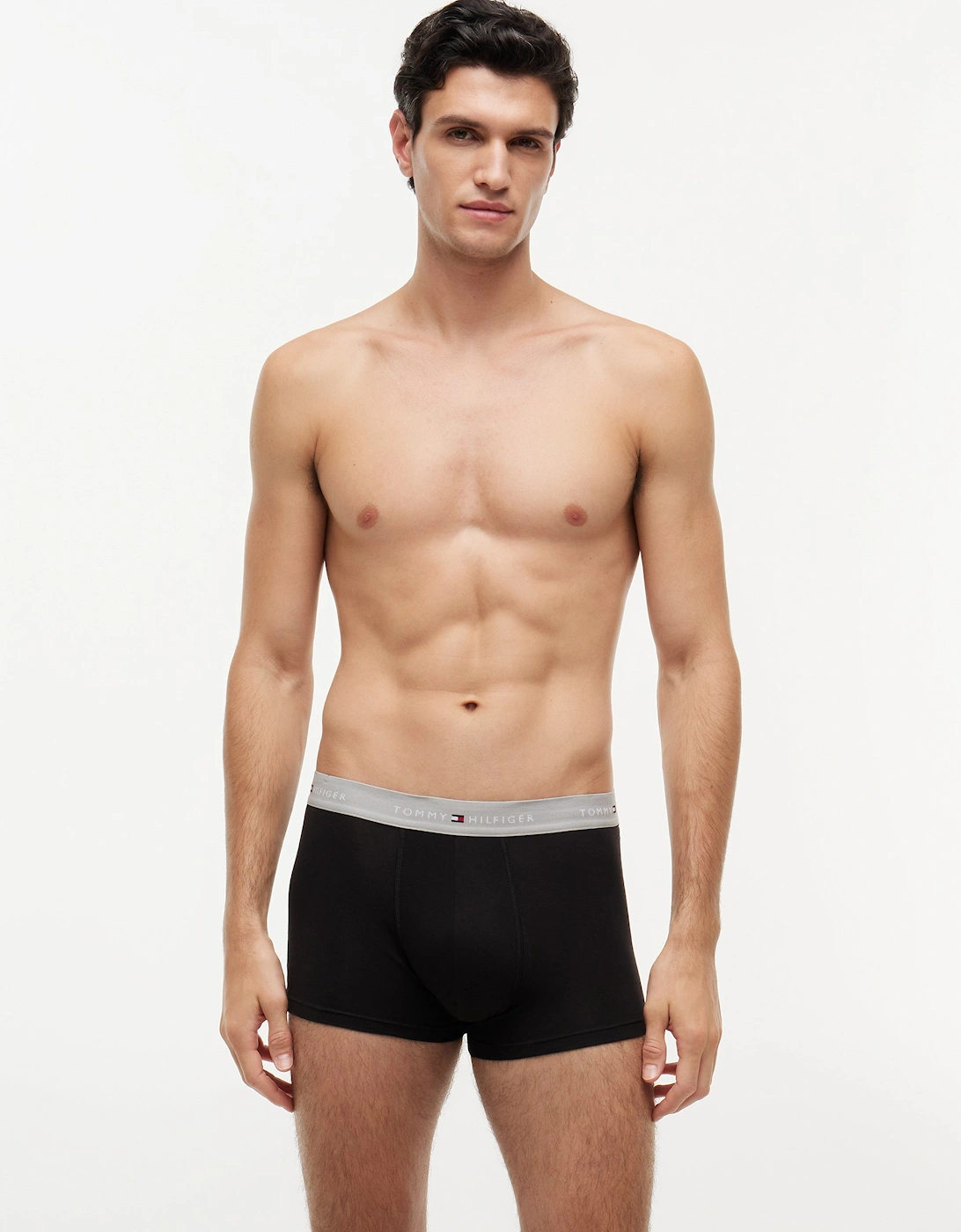 Tommy Hilfiger 3-Pack Logo Waistband Mens Trunks - Grey Heather/Black/White