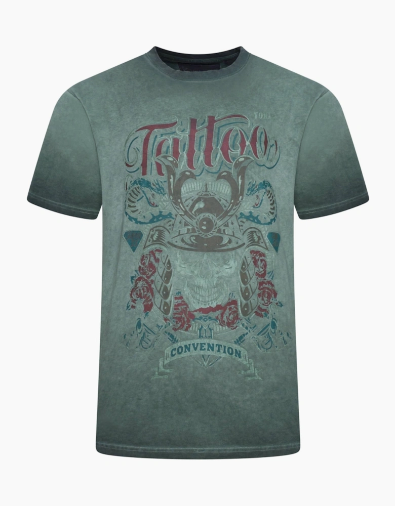 Kam Mens Big & Tall Cool Dye Washed Tattoo Short Sleeve T-Shirt