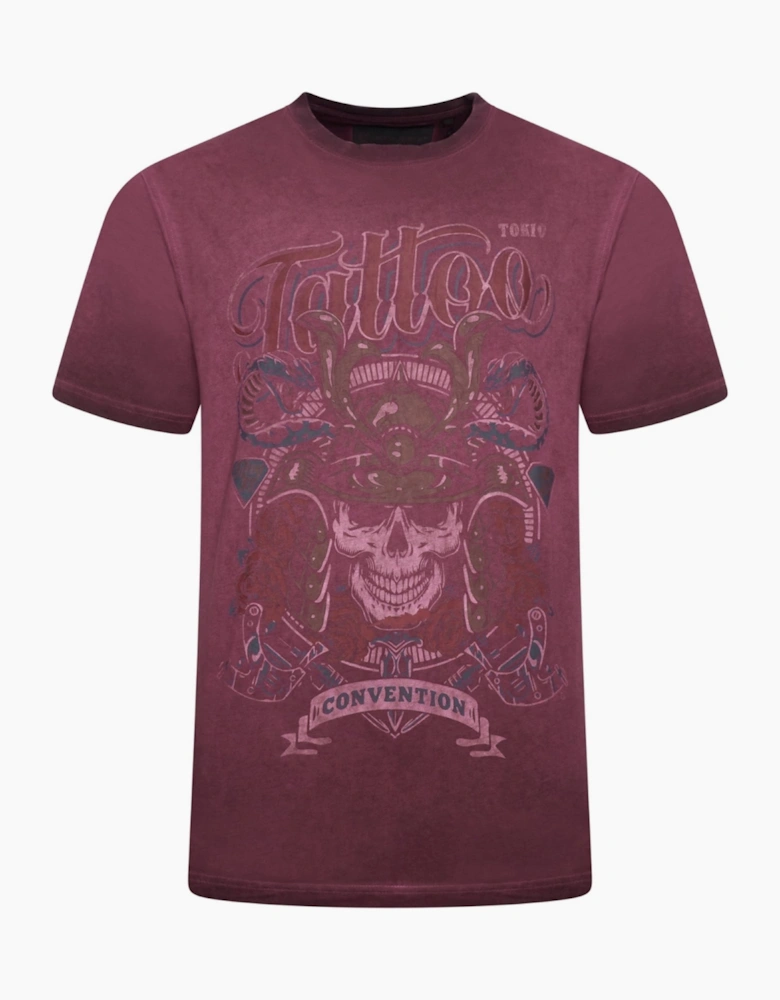 Kam Mens Big & Tall Cool Dye Washed Tattoo Short Sleeve T-Shirt