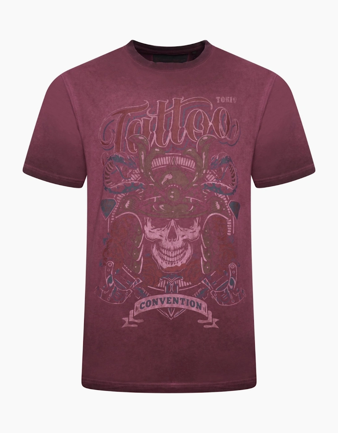 Kam Mens Big & Tall Cool Dye Washed Tattoo Short Sleeve T-Shirt