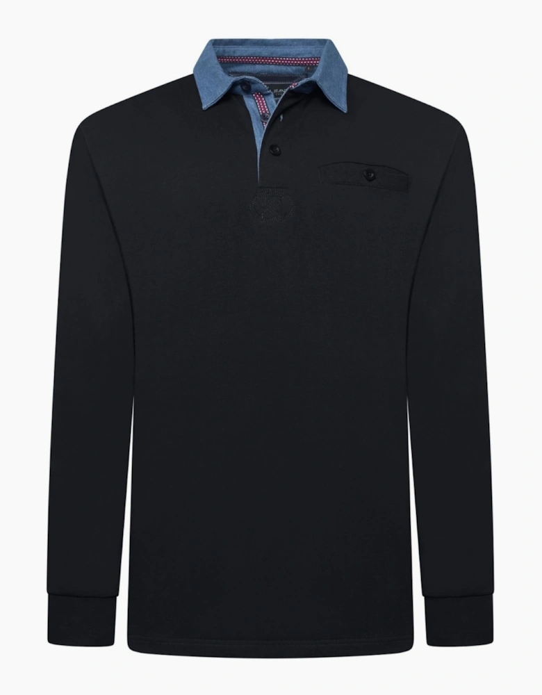 Kam Mens Big & Tall Casual Rugby Long Sleeve Polo Shirt