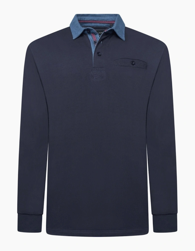 Kam Mens Big & Tall Casual Rugby Long Sleeve Polo Shirt