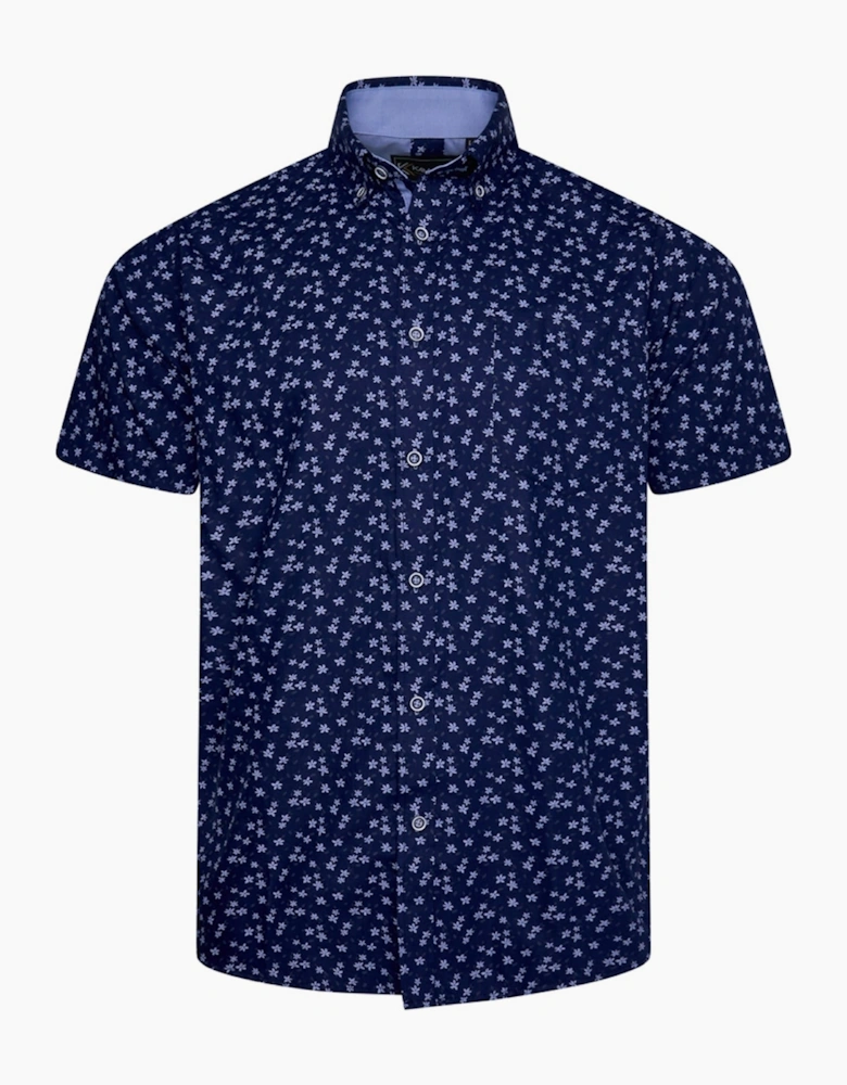 Kam Mens Big & Tall All Over Floral Print Short Sleeve Shirt