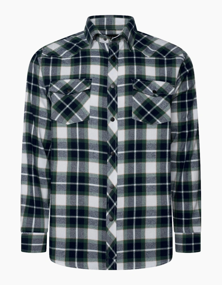 Kam Mens Big & Tall Retro Check Twill Long Sleeve Shirt