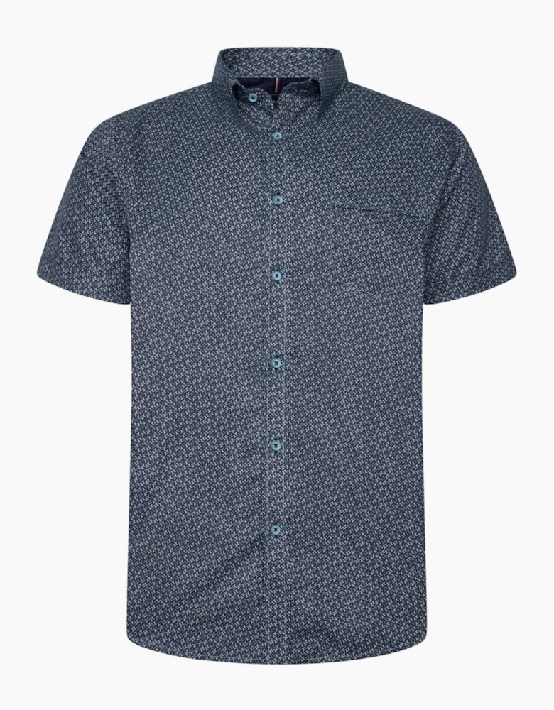 Kam Mens Big & Tall All Over Geo Print Short Sleeve Shirt