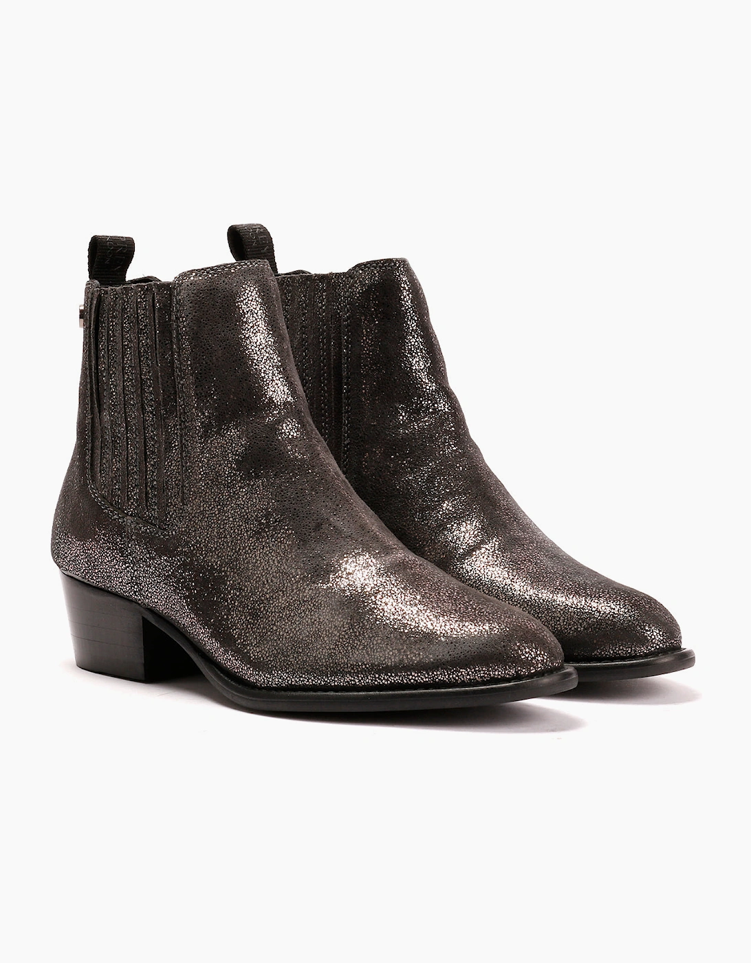 Osprey London The Janey Leather Women's Gunmetal Ankle Boots