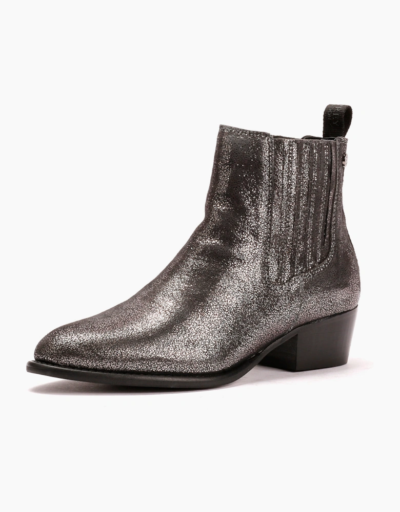 Osprey London The Janey Leather Women's Gunmetal Ankle Boots