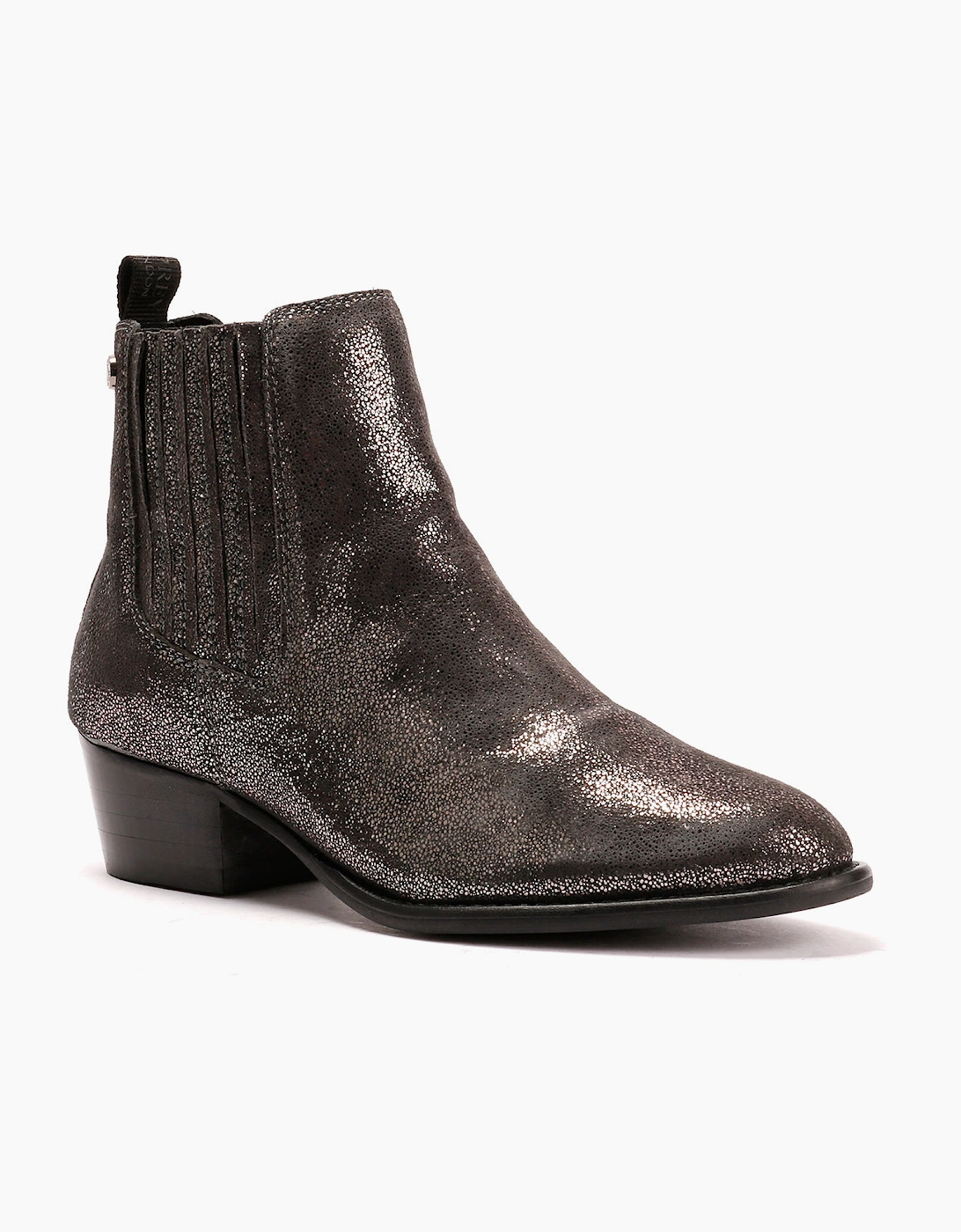 Osprey London The Janey Leather Women's Gunmetal Ankle Boots