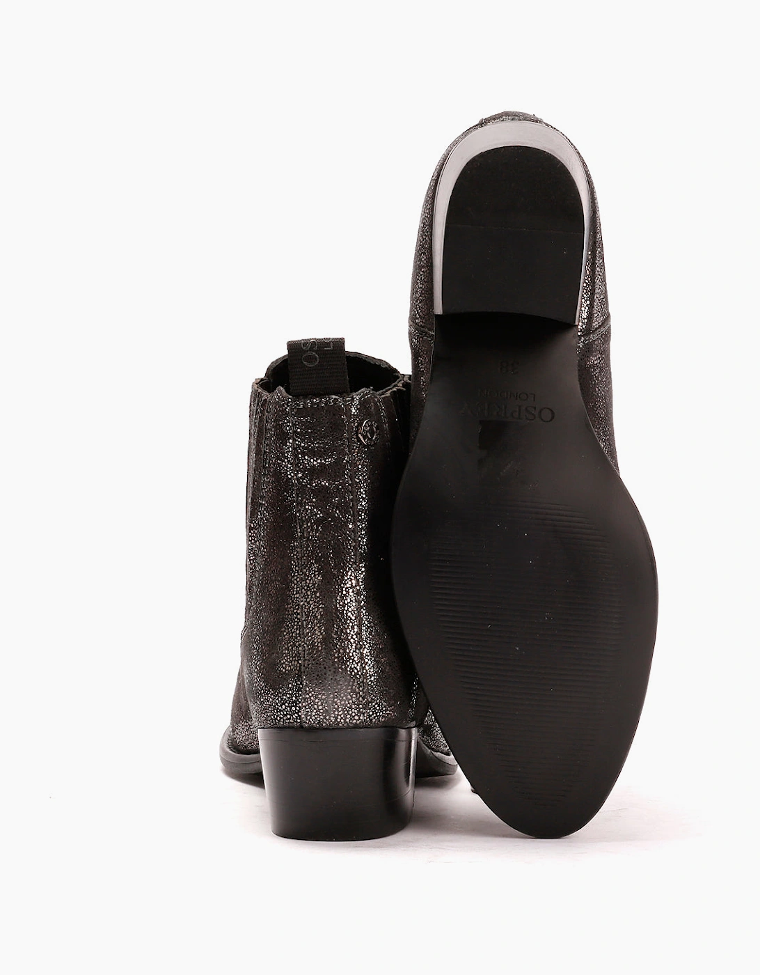 Osprey London The Janey Leather Women's Gunmetal Ankle Boots