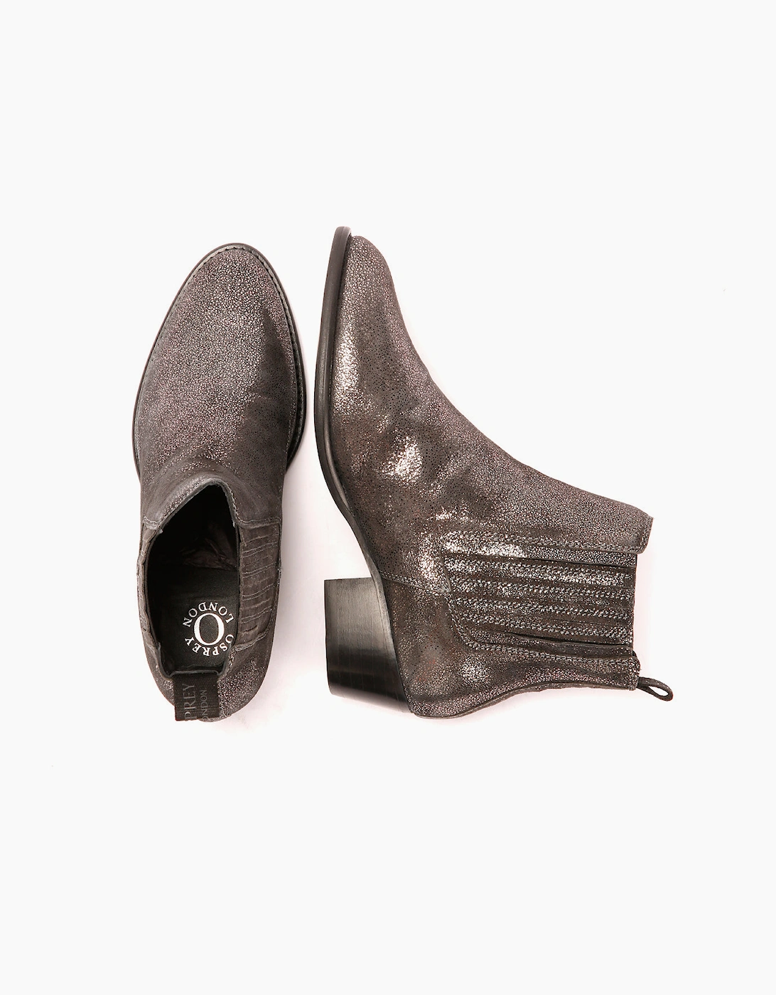 Osprey London The Janey Leather Women's Gunmetal Ankle Boots