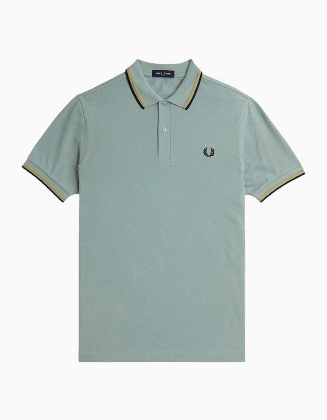 Men's Fred Perry Mens Polo Shirt Twin Tipped Logo Short Sleeve Breathable Cotton - Silver - Size: 36