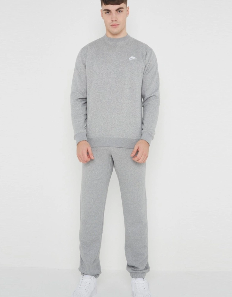 Nike Mens ClubFleece Crewneck Full Tracksuit Set in Grey