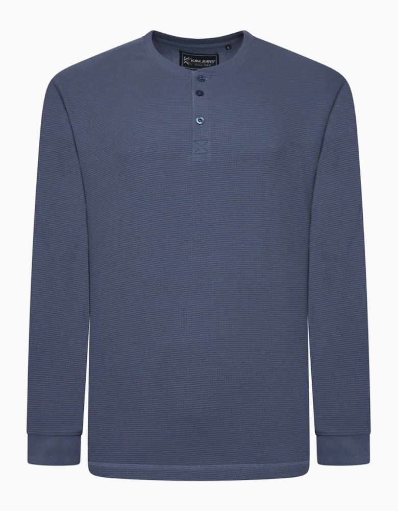 Kam Mens Big & Tall Waffle Henley Long Sleeve T-Shirt