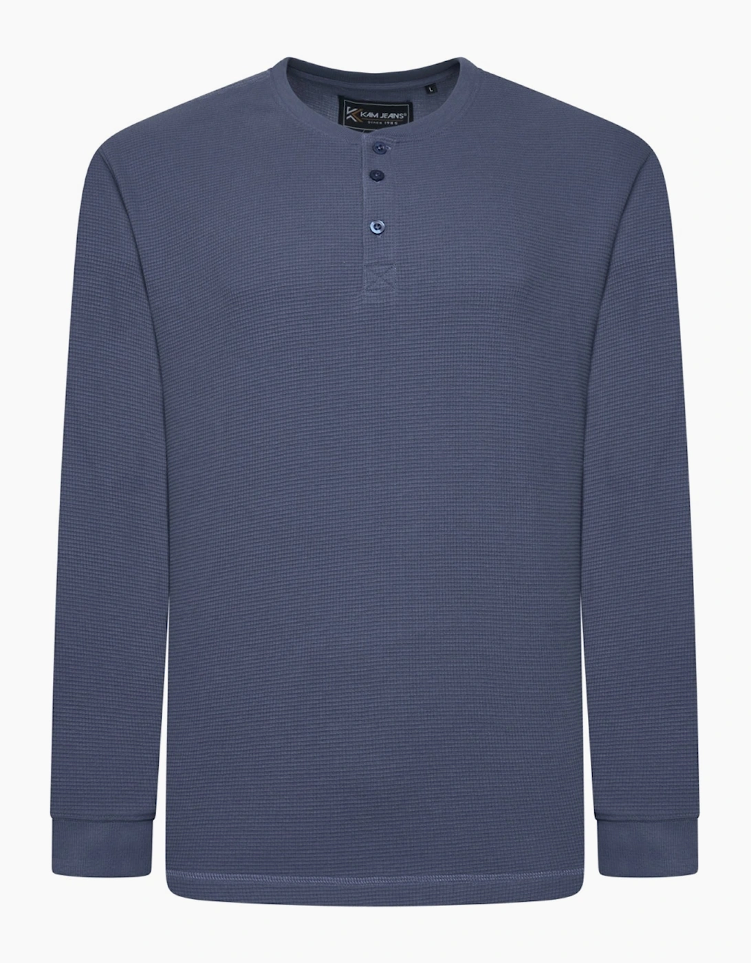 Kam Mens Big & Tall Waffle Henley Long Sleeve T-Shirt