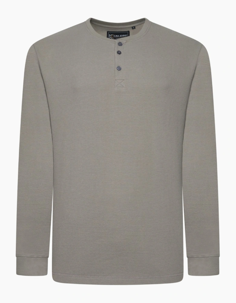 Kam Mens Big & Tall Waffle Henley Long Sleeve T-Shirt