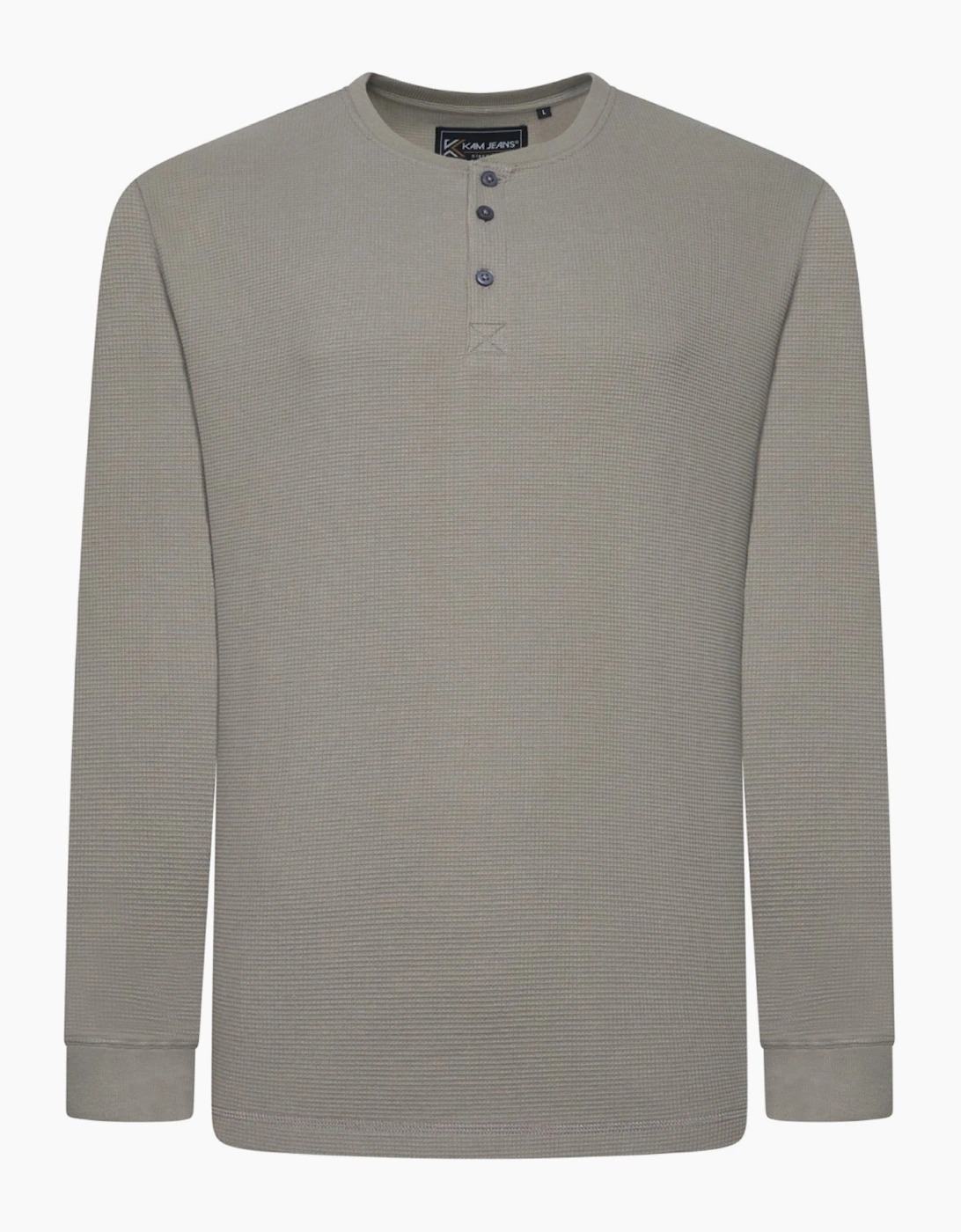 Kam Mens Big & Tall Waffle Henley Long Sleeve T-Shirt