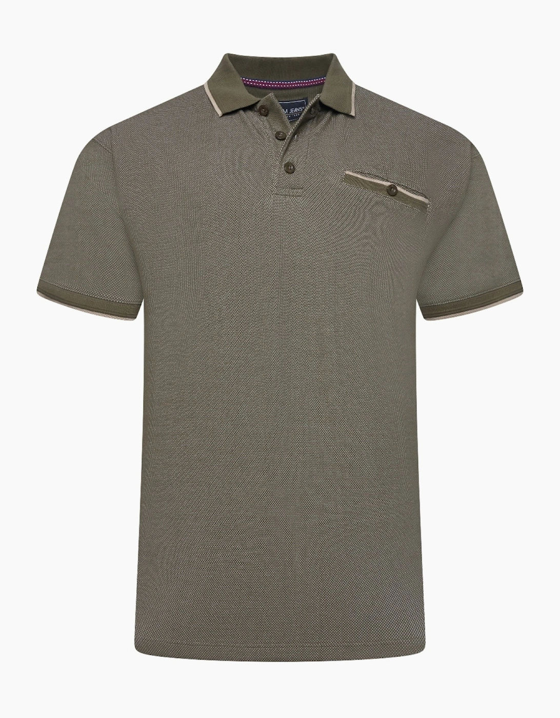 Kam Mens Big & Tall Dobby Pique Tipped Short Sleeve Polo Shirt