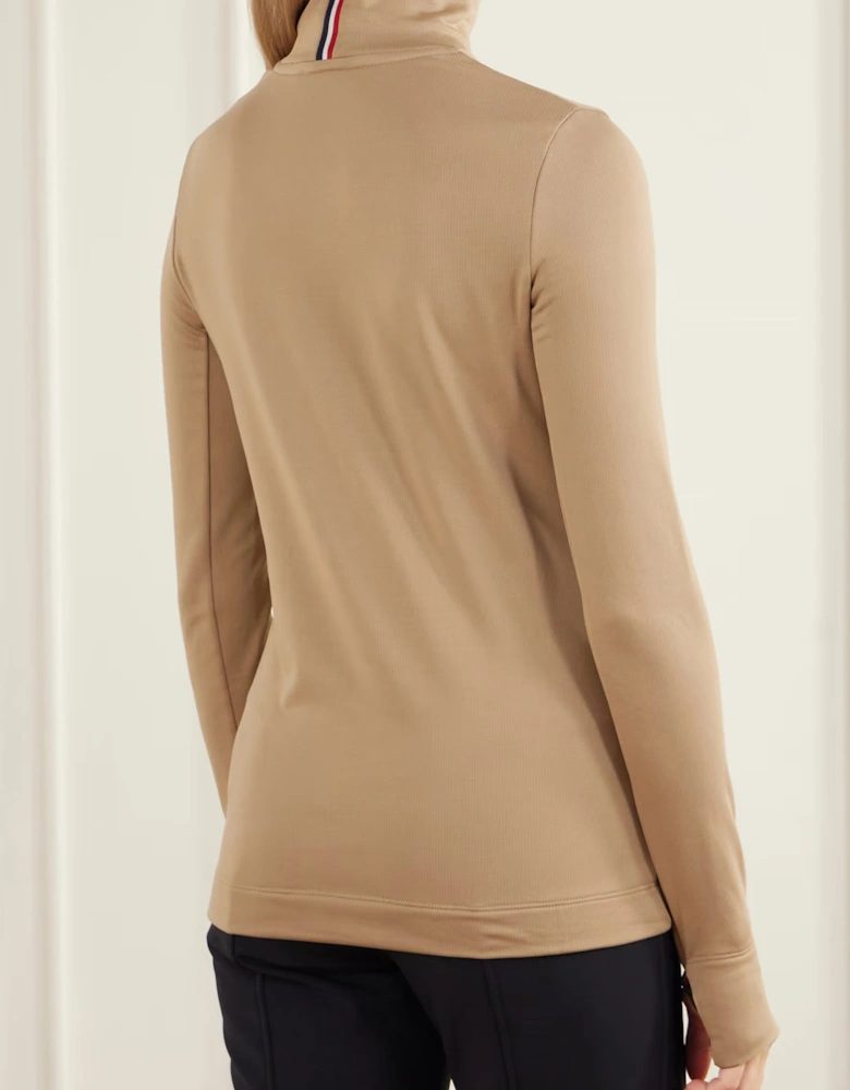 Womens T Neck Base Layer Sweater Beige