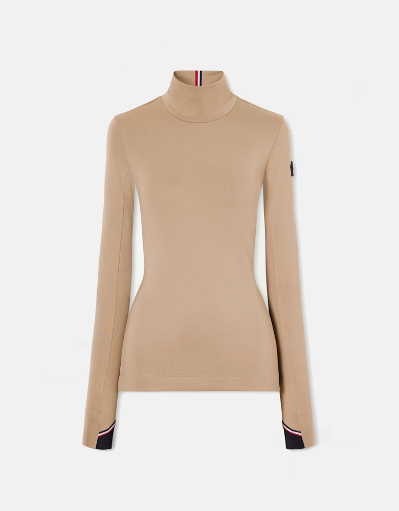 Womens T Neck Base Layer Sweater Beige