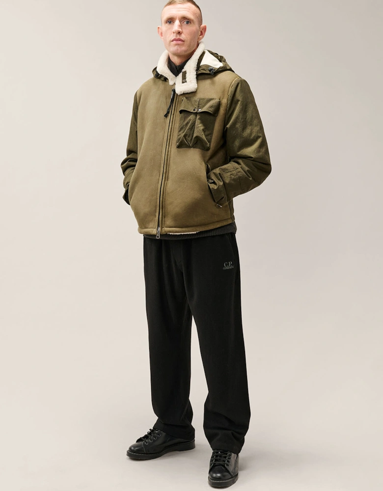Montone Leather Goggle Jacket Green