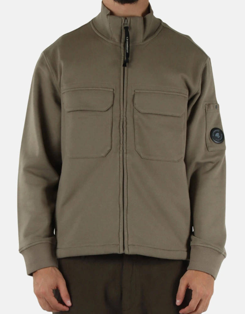 Diagonal Raised Zip Lens Sweatshirt Taupe