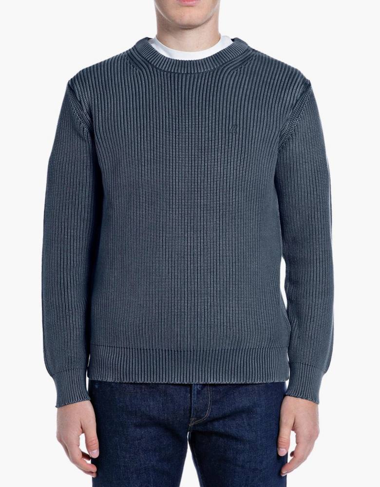 Replay Crew Neck Chunky Jumper DENIM BLUE MELANGE