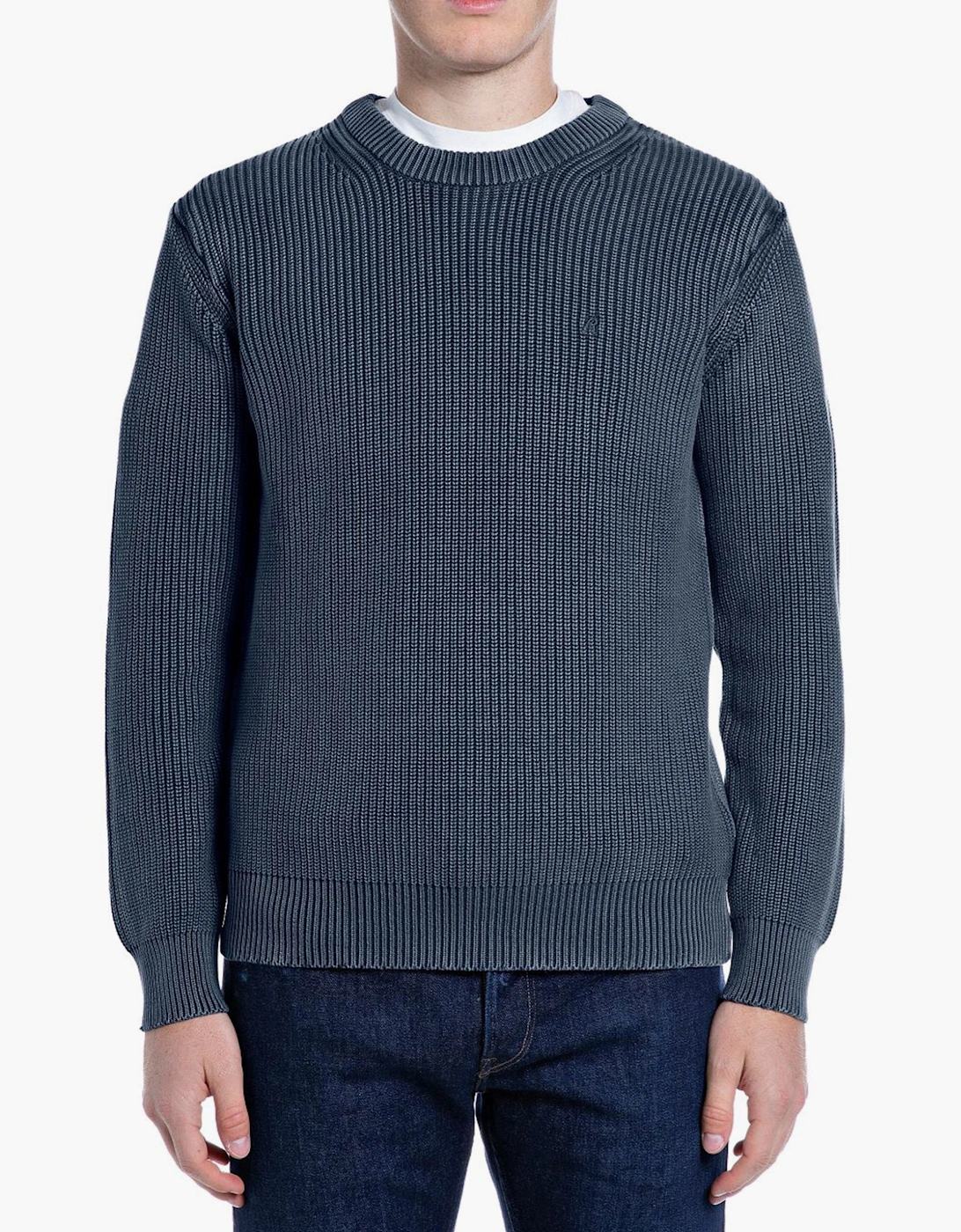 Replay Crew Neck Chunky Jumper DENIM BLUE MELANGE