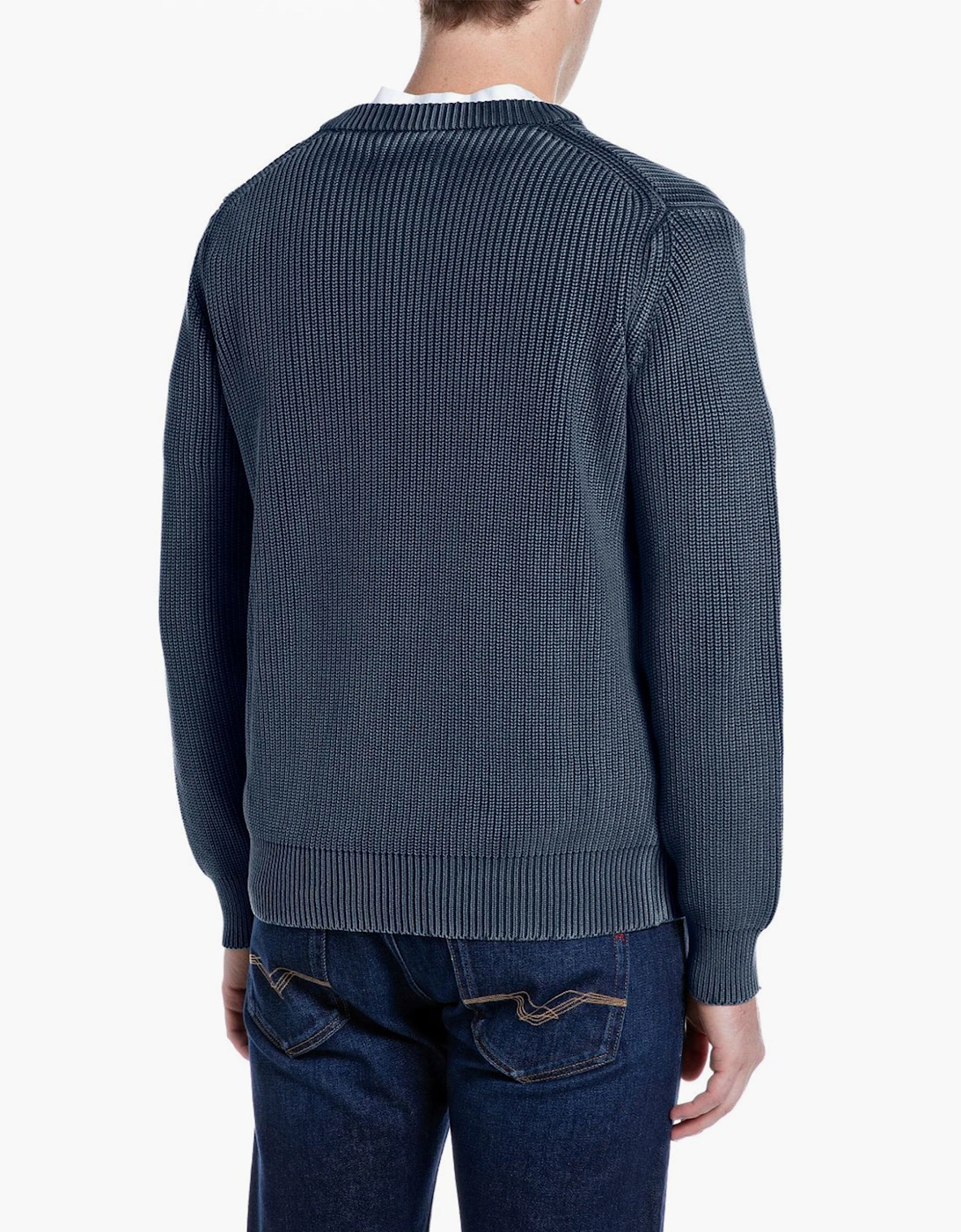 Replay Crew Neck Chunky Jumper DENIM BLUE MELANGE