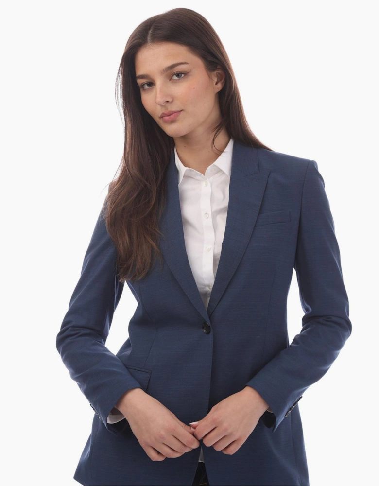 Solid Patterned Single Button Notch Collared Suit Jacket