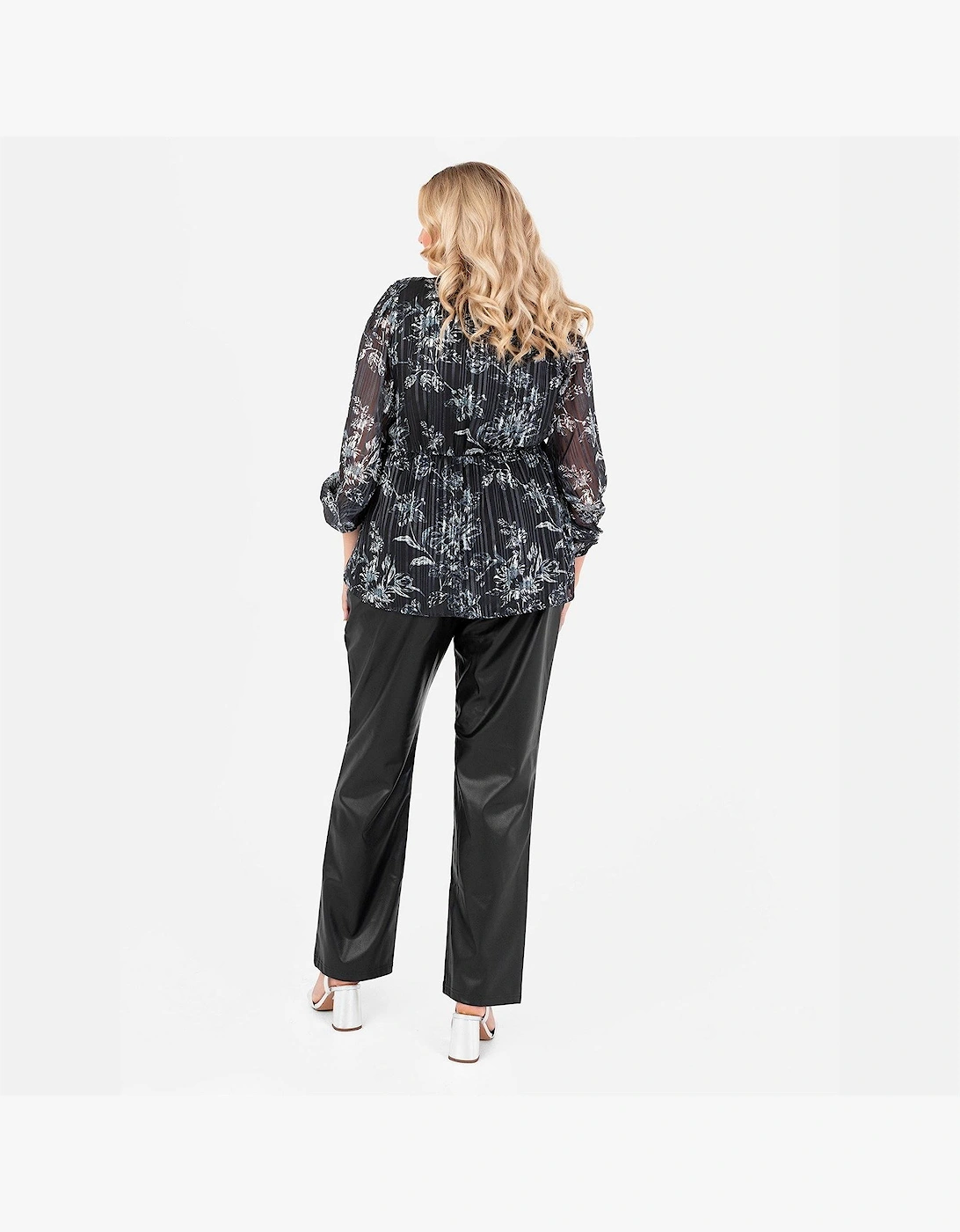 V-Neck Balloon Sleeve Wrap Blouse