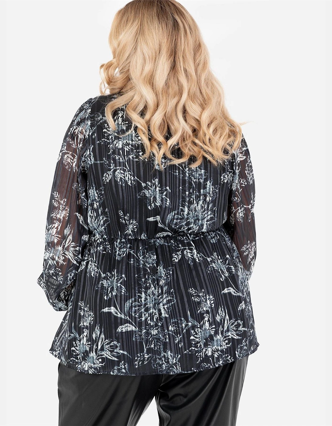 V-Neck Balloon Sleeve Wrap Blouse