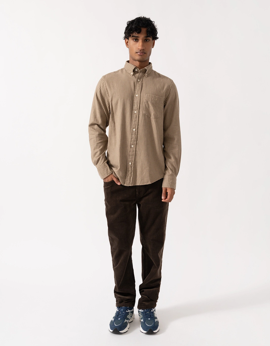 GANT Mens Regular Fit Windblown Flannel Check Shirt - 277 Dry Sand
