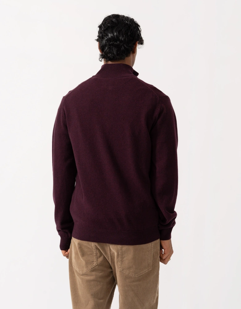 GANT Mens Superfine Lambswool Half Zip Sweater - 667 Darkened Wine