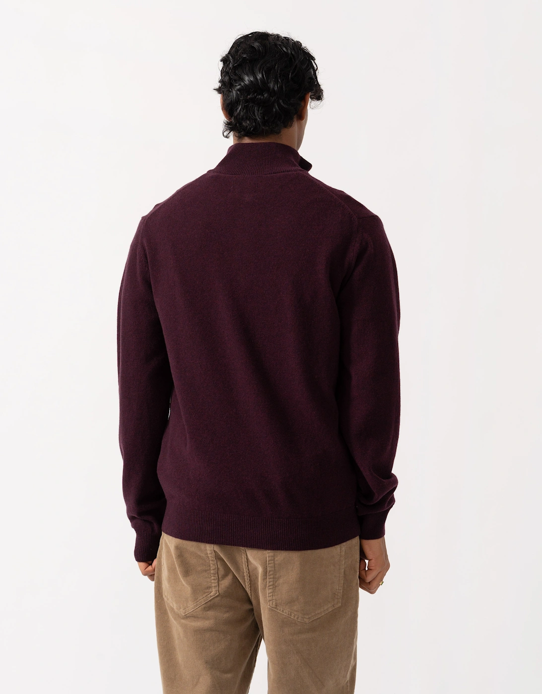 GANT Mens Superfine Lambswool Half Zip Sweater - 667 Darkened Wine