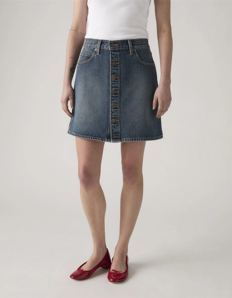 Retro Button Front Skirt