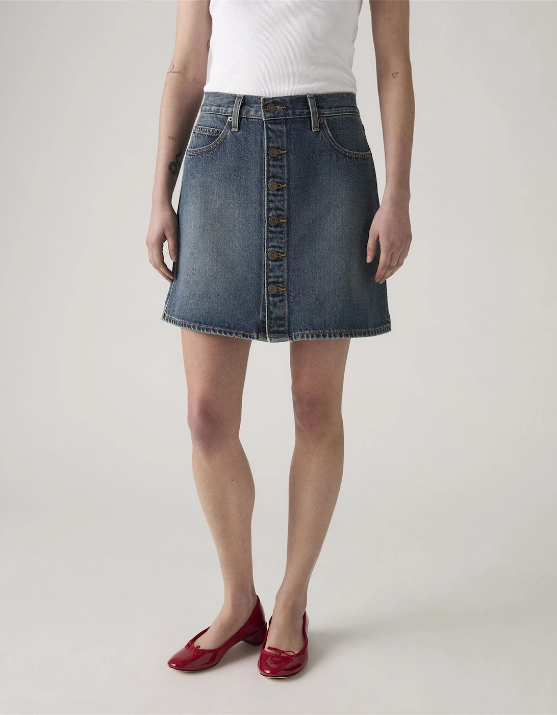 Retro Button Front Skirt