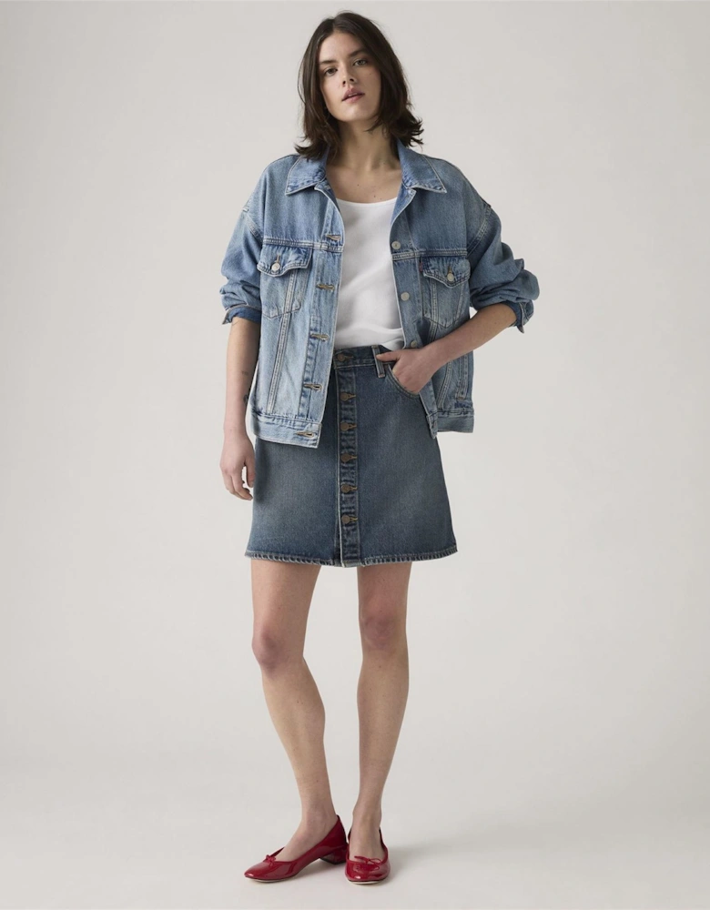 Retro Button Front Skirt