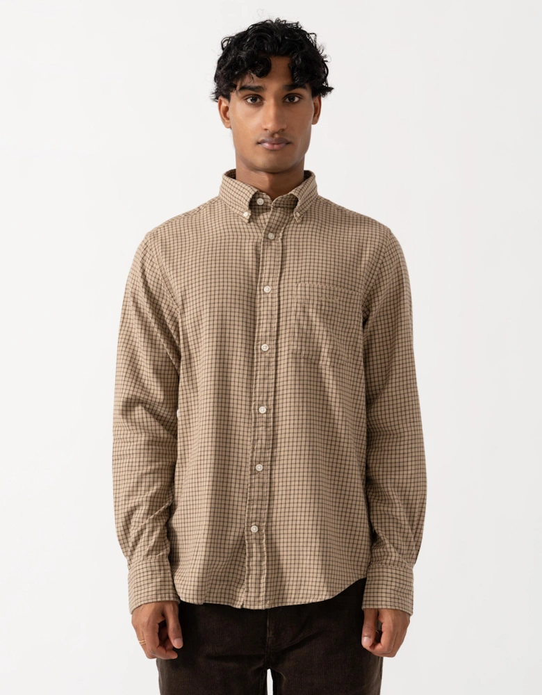 GANT Mens Regular Fit Windblown Flannel Check Shirt - 277 Dry Sand