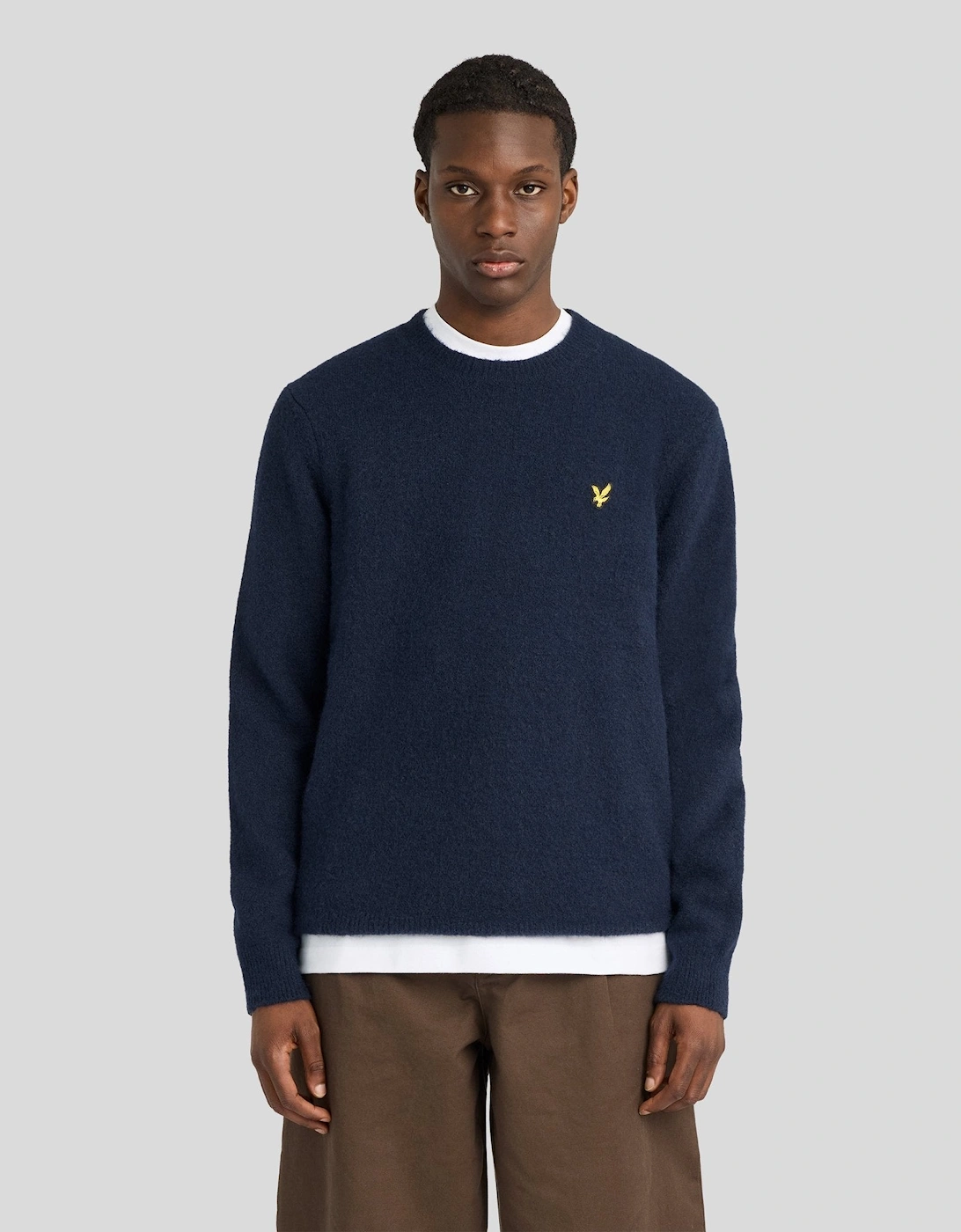 Lyle And Scott Men's Brushed Crew Neck Jumper - Navy - Size: 42
