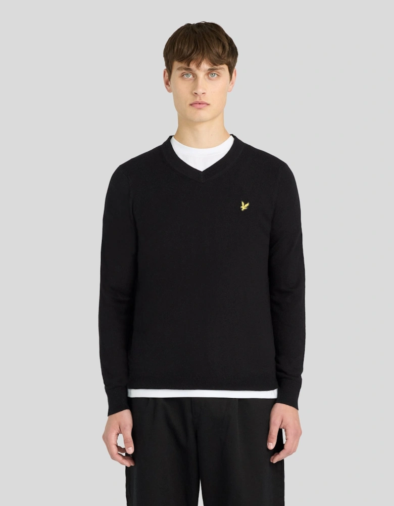 Cotton Merino V Neck Jumper