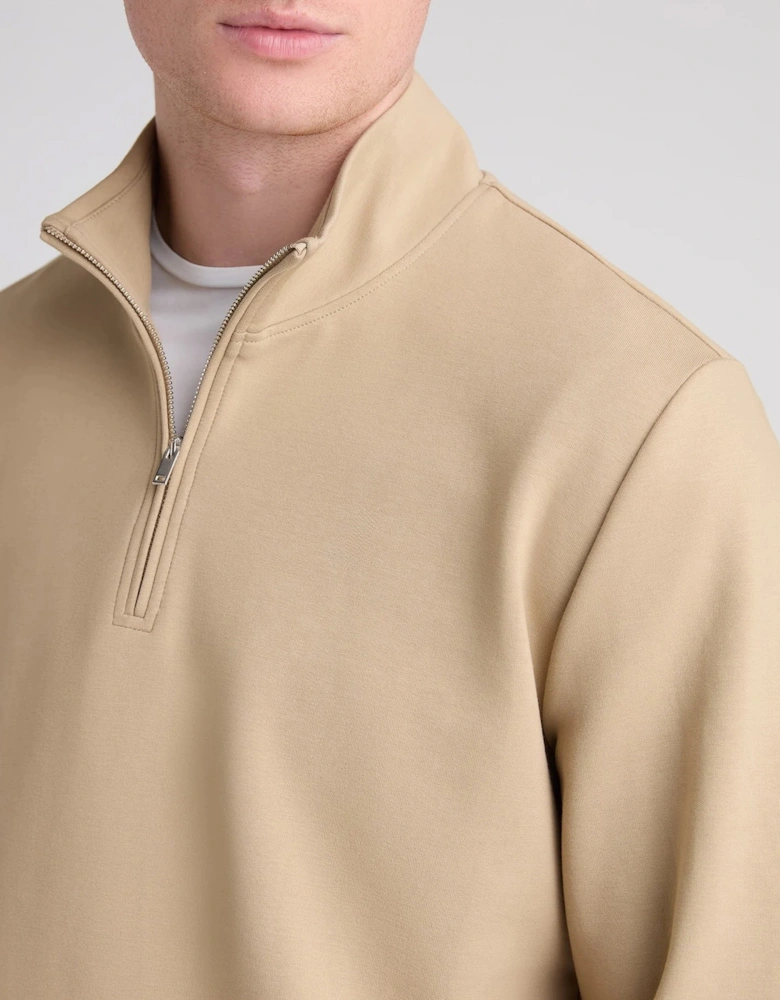 Remus Uomo Half Zip Long Sleeve Jersey Jumper STONE